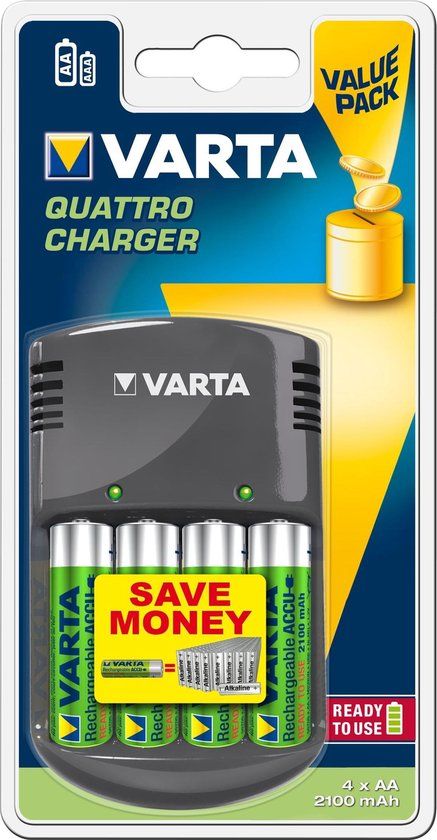 Varta Quattro Charger + 4xAA 2100mAh batterij-oplader