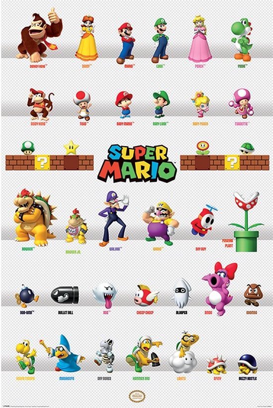 Posters.nl Super Mario Character Parade Poster 61x91.5cm