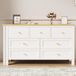 Bureau en dressoir en hoekbureau 2-en-1 en draaibare tafelblad en 7 lades en eikenhout en wit