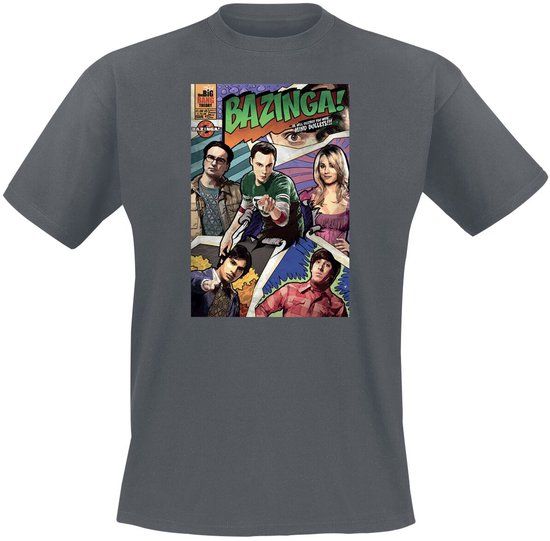 The Big Bang Theory Bazinga! Cover Vintage Heren T-shirt - antraciet - XL