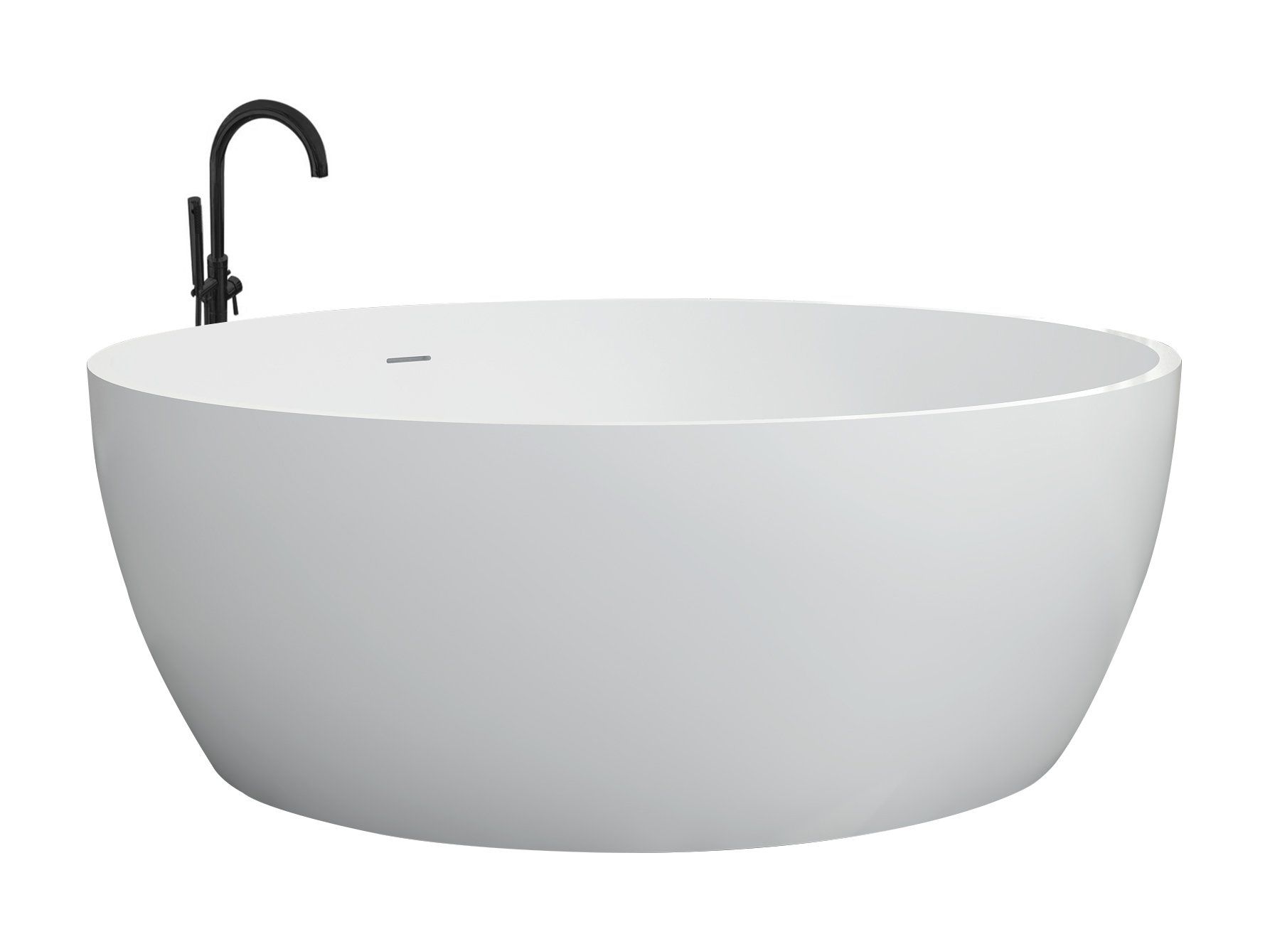 Best Design Ligbad Vrijstaand Solid Cirkel 1530mm Solid Surface Mat Wit met Afdekkap