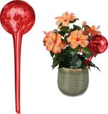Merkloos Relaxdays Waterdruppelaar - set van 2 - glas - Ø 9 cm - kamerplanten - rood