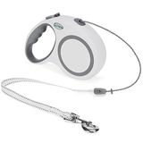 GUDWING Intrekbare hondenriem 30 FT, intrekbare riem (wit, 30 FT)