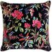 Riva Paoletti Paradise Vierkante kussenhoes - Zwart - Kleurrijke Vogelprint - Faux Fluwelen Stof - Machine Wasbaar - 100% Katoen - 50 x 50 cm