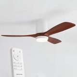 SWEISS FLOW26 Plafondventilator, 132 cm, geïntegreerde verlichting, 40 W, 6 ventilatiesnelheden, 3 lichttemperaturen, afstandsbediening, timer 8 uur, zomer-/winterfunctie, 3 ABS-bladen, donker hout