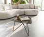 Table basse Ekrem 65x65 cm Céramique Emperador Extra Lucidato Marron foncé Hairpin Métal Noir
