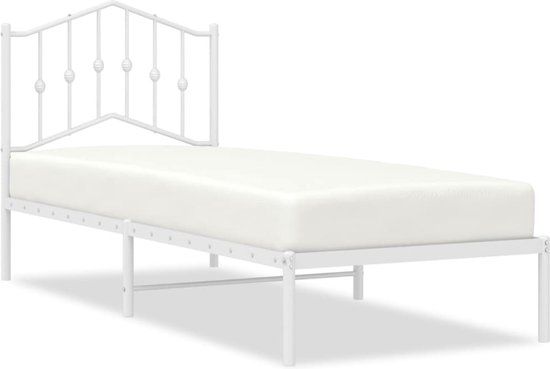vidaXL Bedframe met hoofdbord metaal wit 80x200 cm