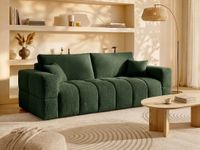Vente-unique Vierzitsslaapbank express in groene teddystof - Slaapoppervlak 160 cm - Matras 20 cm ISSORO