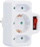 Unitec 227000 tussenstekker 1 x Schuko en 2 x Euro sjaal, wit.