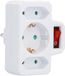 Unitec 227000 tussenstekker 1 x Schuko en 2 x Euro sjaal, wit.