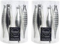Inge-glas Decoris Kerstbal Pegels - 12 stuks - Zilver - 15 cm - Kunststof