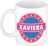 Bellatio Decorations Xaviera voornaam koffiemok beker wit/roze 300 ml