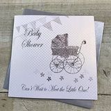 WHITE COTTON CARDS Wenskaart voor babyfeest (zilver)