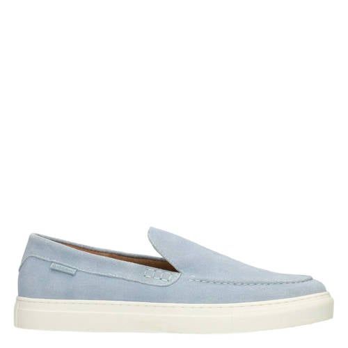 Poelman Mick suède loafers lichtblauw