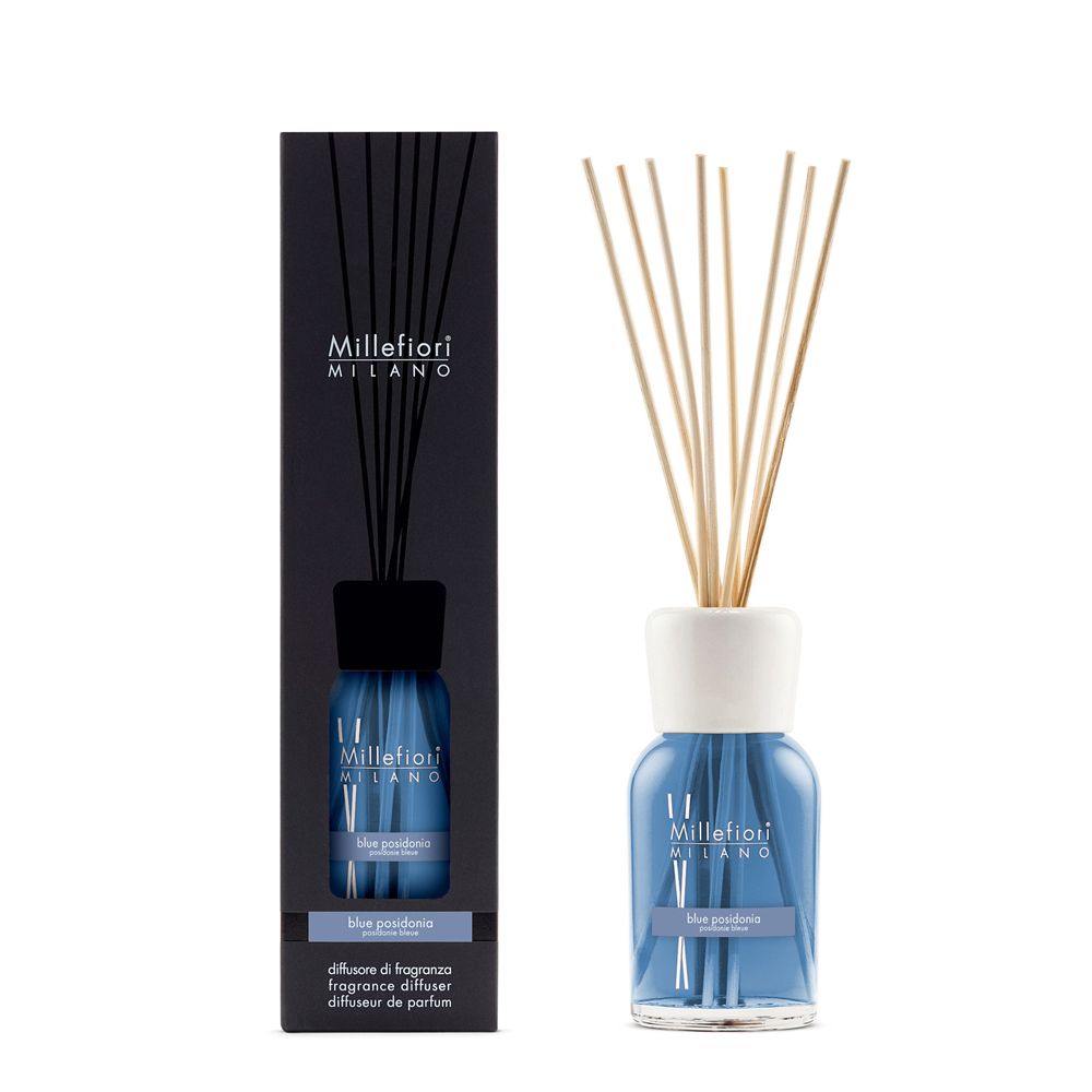 Millefiori Milano Blue Posidonia Reed Aroma Diffuser - Glass Vase - 500ml - Blue - 2024