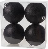 Cosy&Trendy Billiet - Vanlaere 12x Zwarte kunststof kerstballen 10 cm - Glitter