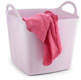Plasticforte cuve/seau/panier à linge - flexible - rose - 27 litres - carré - plastique - 36 x 34 x 37 cm