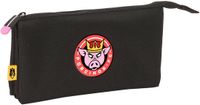 Kings League Pennenetui met 3 vakken Porcinos Zwart 22 x 12 x 3 cm