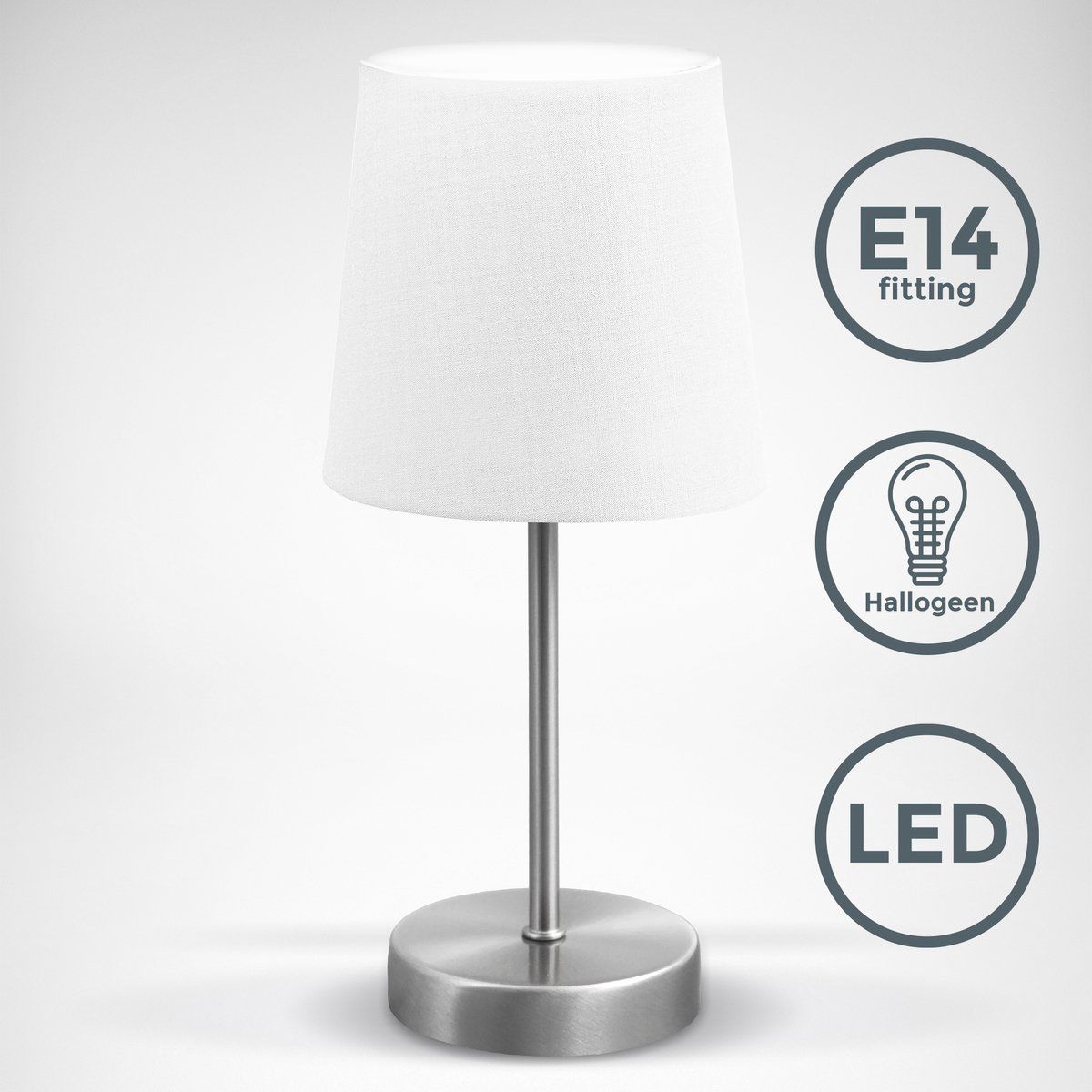 B.K.Licht - Tafellamp - Wit - Metaal - E14 - Stof - Design