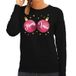 Bellatio Decorations Foute kersttrui sweater - voor dames - zwart - met roze Merry Xmas ballen - kerstkleding - lange mouwen M