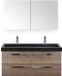 BES LED Seville Badmeubelset 120 cm - 2 Laden Tabacco - Wastafel Lucca Enkel met Spiegelkast