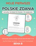 Moje pierwsze polskie zdania: Kolorowanka, pisanie po śladzie i pierwsze zdania dla dzieci 5-8 lat | 50 słów i 50 zdań | My First Polish Sentences - Colouring & Tracing Book