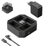 NEEWER 4-kanaals USB-oplader voor accu NP-FZ100 compatibel met Sony A7IV A9iii A1 A7RV A7Cii A6700 ZV-E1 FX3 FX30, snel opladen met snellader PD 45 W, batterij-indicator, NW-Z4