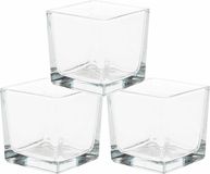 Bougie chauffe-plat sans marque/bougie chauffe-plat - 3x - carré - transparent - 8 x 8 cm
