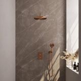 Brauer Copper Carving Thermostatische Regendoucheset Inbouw - Hoofddouche 30 cm - Gebogen Wandarm - 3 Weg - Handdouche 3 Standen - Doucheslang - Wandaansluitbocht
