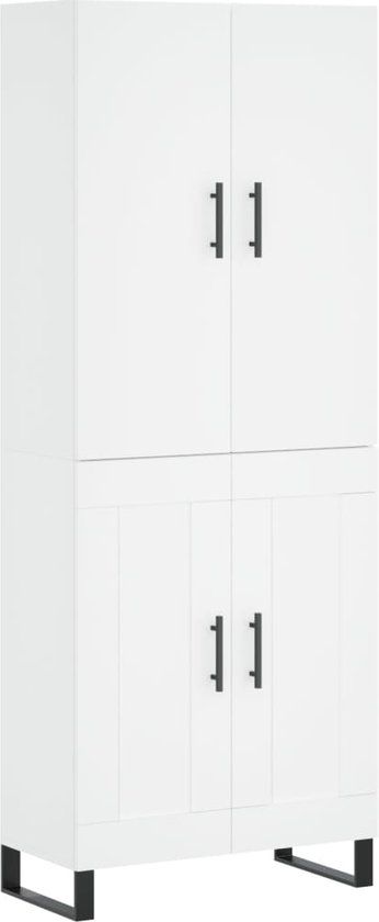 vidaXL Hoge kast bewerkt hout wit 69,5x34x180 cm