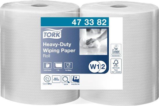 Tork 473382 Poetspapier Wit W1/2 - 2 rollen