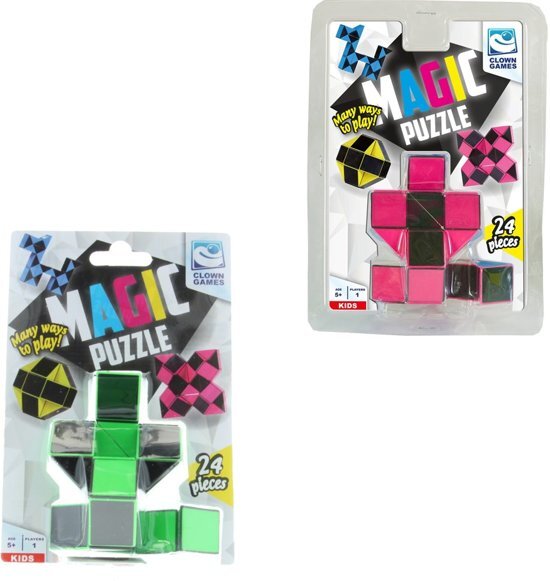 Clown Games Clown Magic Puzzle 3d 24 Dlg Groen + Puzzle 3d 24 Dlg Roze