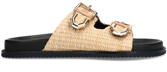 Sacha - Dames - Beige raffia slippers - Maat 38