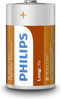 Philips R20L2B D batterijen - 1800 mAh - 2 stuks