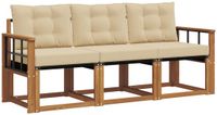 vidaXL - Bank loungeset - 3 zitplaatsen - Acacia hout - Natuurlijk en beige