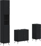vidaXL - 3-delig - badkamerkast - set - BREDA - Zwart - Bewerkt - hout