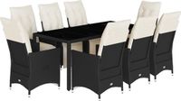 vidaXL 9-delige Tuinset poly rattan zwart