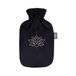 Fashy Warmwaterkruik met fleece-overtrek en glitter waterlelie, zwart, 2 l