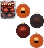 Inge-glas Inge's Christmas Decor Gmbh 36x stuks glazen kerstballen kastanje bruin 8 cm glans en mat