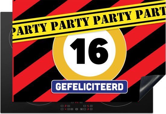 KitchenYeah® Inductie beschermer 77x51 cm - Verjaardag - 16 Jaar - Jubileum - Inductiebeschermer