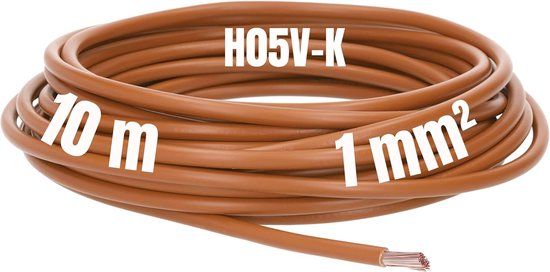 Kalitec 10 meter H05V-K 1 mm² bruine bedradingskabel