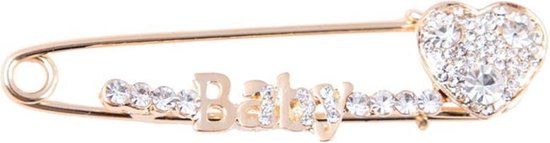 Fako Bijoux® Hart Baby Sierspeld - Goudkleurig - Kristal - 78mm