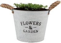 DK Design Plantenpot/bloempot emmer Jardin- zink - wit - D23 x H18 cm