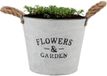 DK Design Plantenpot/bloempot emmer Jardin- zink - wit - D23 x H18 cm