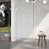 Fortifura Galeria Douchecabine - 90x100x200cm - scharnieren - deurgreep - stabilisatiestang - helder geribbeld - veiligheidsglas - mat wit