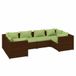 vidaXL Loungeset 8-delig met Kussens Poly Rattan Bruin