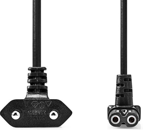 Nedis Stroomkabel - Euro Male - IEC-320-C1 - Gehoekt - 2.00 m - Zwart