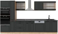 Vicco R-Line Complete keuken – 350 cm, WB Antraciet Antraciet landhuis/gouden eik