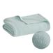 Madison Park Versgesponnen mandweef luxe katoenen deken, blauw, 274 x 229 cm, kingsize, mandweef, premium zacht en behaaglijk, 100% katoen, geschikt voor bed, bank of sofa