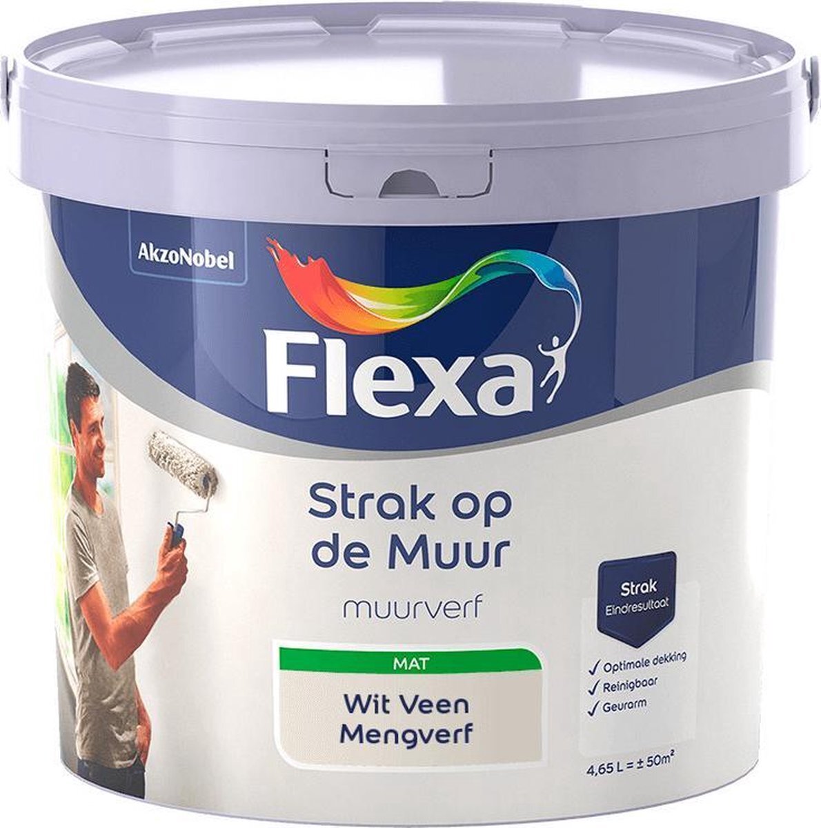 FLEXA Strak op de muur - Muurverf - Mengcollectie - Wit Veen - 5 Liter